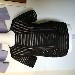 Cortefiel Top Soft Edgy  Shimmery Stretchy Peek A Boo Chest 38" Zip Down Back